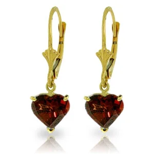 gold earrings with rubies for brides -3.05 Carat 14K Solid Yellow Gold Cupid Garnet Earrings