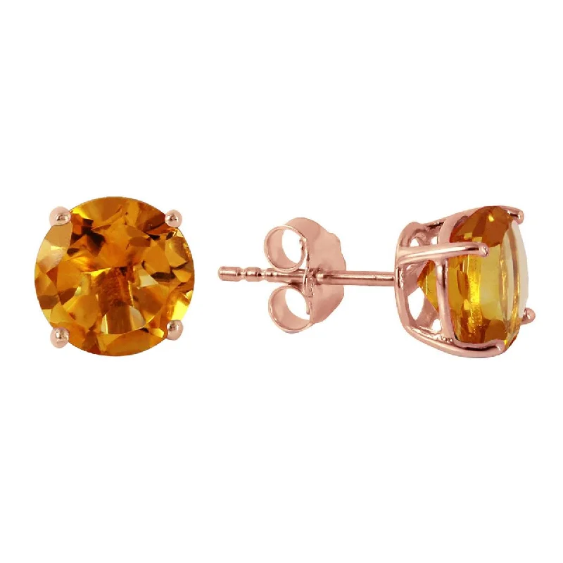 gold earrings for engagement gifts -3.1 Carat 14K Solid Rose Gold Anna Citrine Stud Earrings