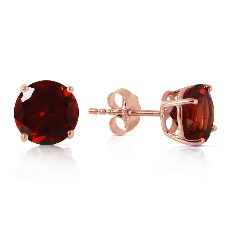 luxury earrings for wedding gifts -3.1 Carat 14K Solid Rose Gold Anna Garnet Stud Earrings