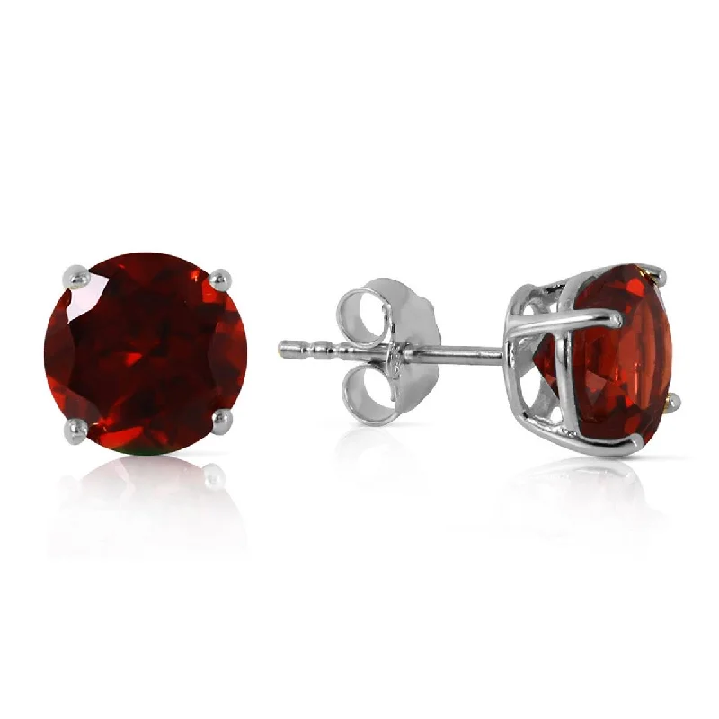 trendy earrings with gemstones for parties -3.1 Carat 14K Solid White Gold Entre Nous Garnet Earrings