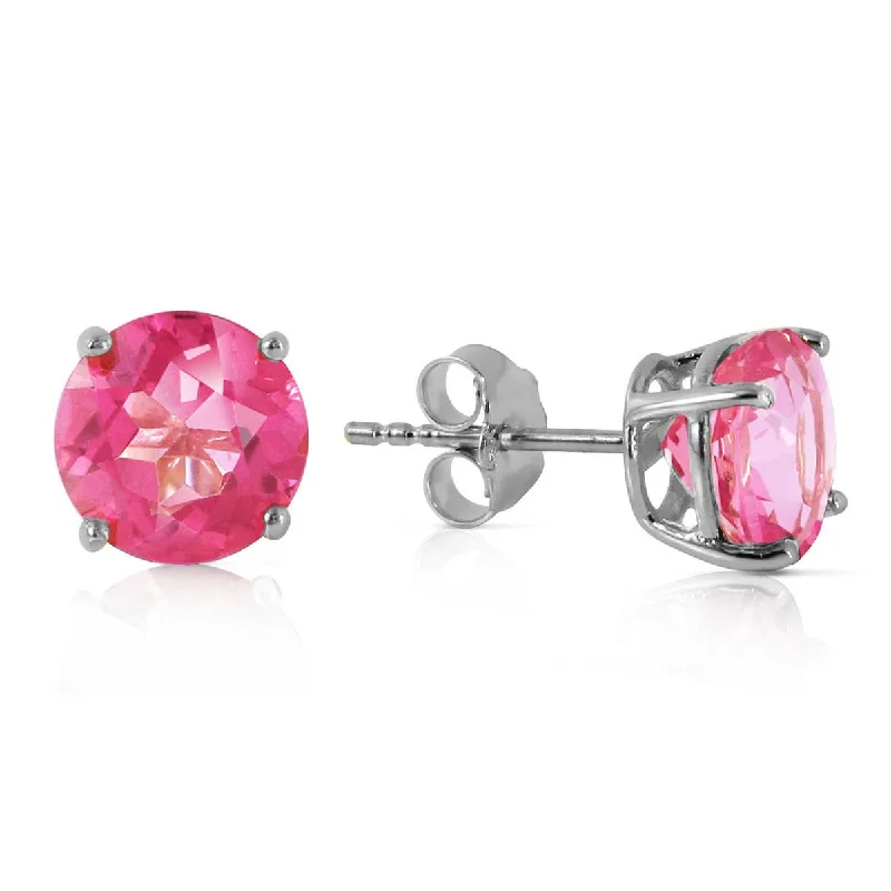 custom drop earrings with pearls -3.1 Carat 14K Solid White Gold Small Victories Pink Topaz Earrings