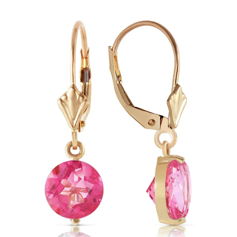 gold earrings with citrine stones for weddings -3.1 Carat 14K Solid Yellow Gold Girltalk Pink Topaz Earrings