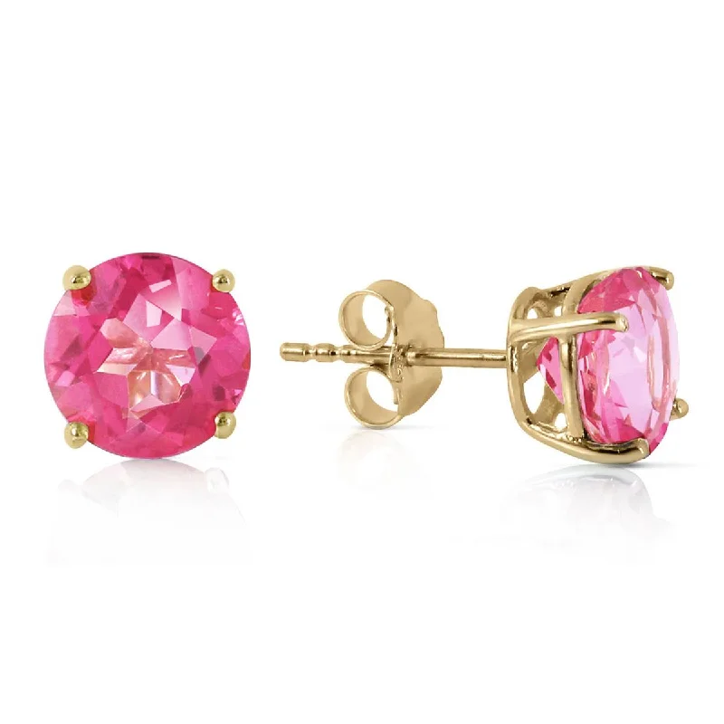 gold earrings for wedding gifts -3.1 Carat 14K Solid Yellow Gold Precisely Why Pink Topaz Earrings