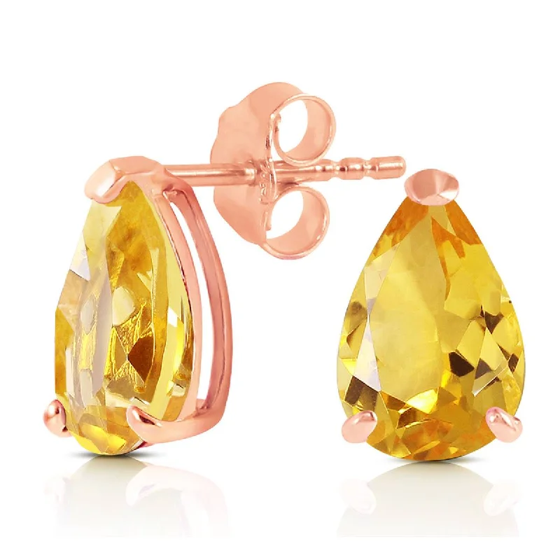 silver earrings with amethyst stones -3.15 Carat 14K Solid Rose Gold Allure Citrine Stud Earrings