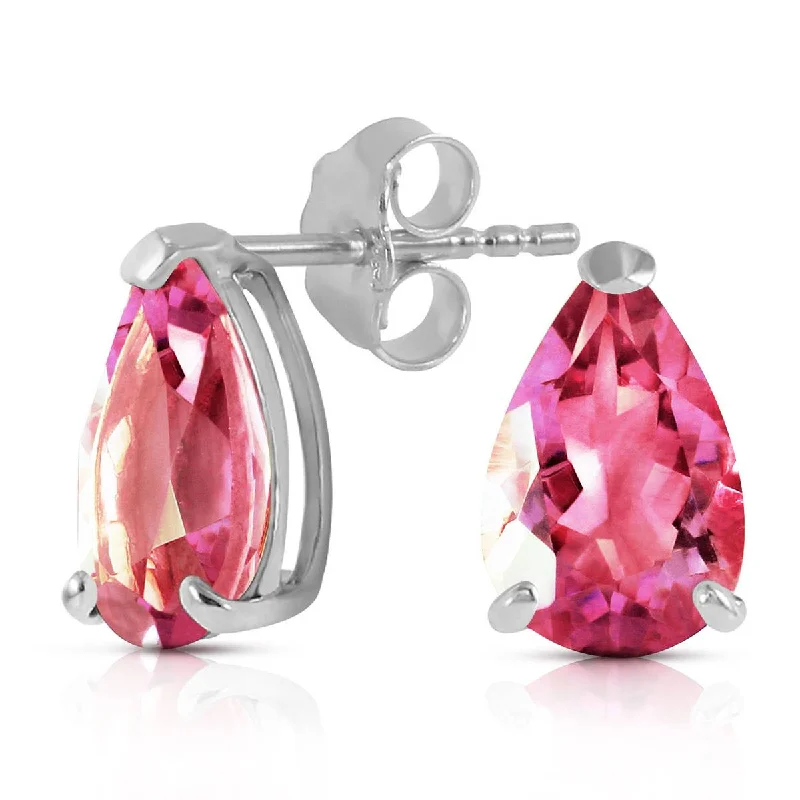 personalized drop earrings with charms -3.15 Carat 14K Solid White Gold Here's To You Pink Topaz Earrings