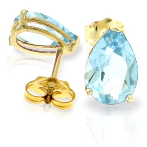 personalized earrings with birthstones -3.15 Carat 14K Solid Yellow Gold The Wave Smiled Aquamarine Earrings