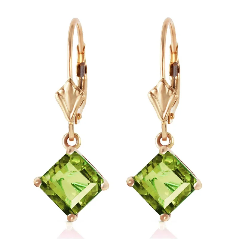 gold earrings with emeralds for special events -3.2 Carat 14K Solid Yellow Gold Evangelynne Peridot Earrings