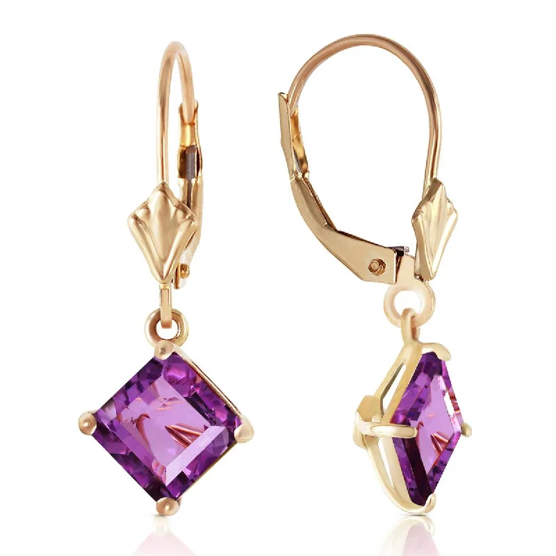 luxurious silver earrings for gifts -3.2 Carat 14K Solid Yellow Gold Excellence Amethyst Earrings