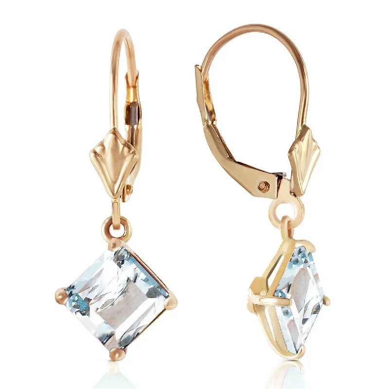 statement earrings with pearls for gifts -3.2 Carat 14K Solid Yellow Gold Excellence Aquamarine Earrings