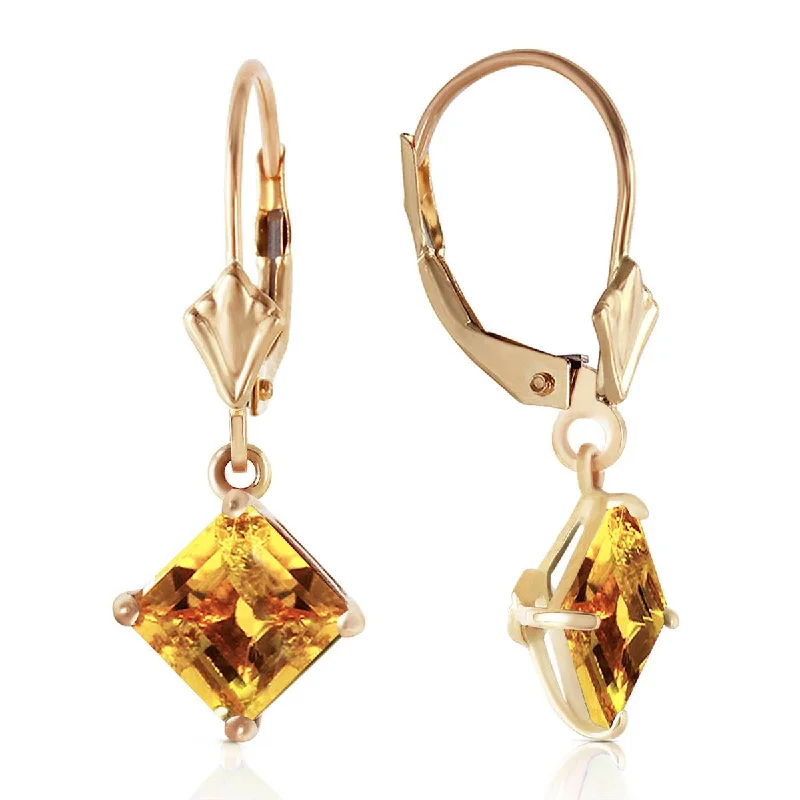 unique drop earrings with rubies -3.2 Carat 14K Solid Yellow Gold Pallas Citrine Earrings