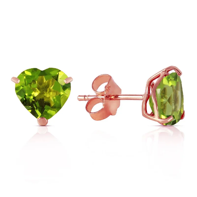 luxurious silver earrings with diamonds for gifts -3.25 Carat 14K Solid Rose Gold Divinity Peridot Stud Earrings