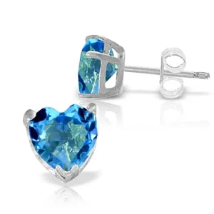 silver earrings with diamonds for weddings -3.25 Carat 14K Solid White Gold Footsteps At Night Blue Topaz Earrings