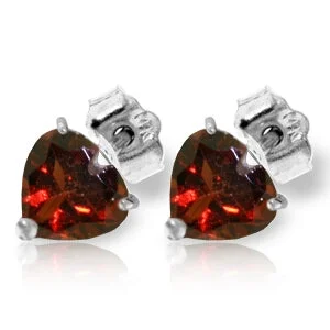 silver earrings with garnet stones for gifts -3.25 Carat 14K Solid White Gold Le Temps Passer Garnet Earrings