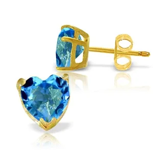 custom-designed gold earrings for weddings -3.25 Carat 14K Solid Yellow Gold East Of Eternity Blue Topaz Earrings