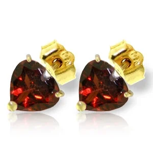 trendy pearl stud earrings for gifts -3.25 Carat 14K Solid Yellow Gold Girl Class Garnet Earrings