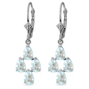 custom earrings for bridesmaids -3.9 Carat 14K Solid White Gold Attain Goodness Aquamarine Earrings