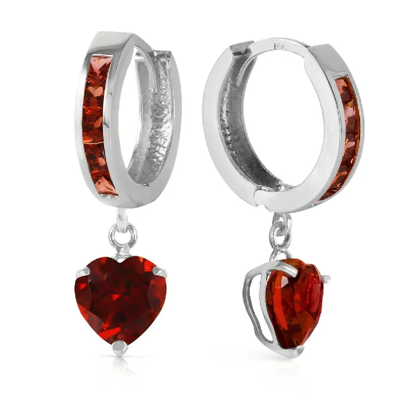 unique gold earrings with diamonds for weddings -4.1 Carat 14K Solid White Gold How Sweet The Night Garnet Earrings