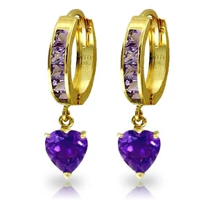 silver earrings with topaz stones for gifts -4.1 Carat 14K Solid Yellow Gold Sicily Amethyst Earrings