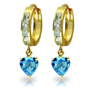 trendy earrings for anniversary gifts -4.1 Carat 14K Solid Yellow Gold Sicily Blue Topaz Earrings