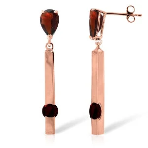 custom-designed earrings for evening wear -4.25 Carat 14K Solid Rose Gold Chandelier Earrings Garnet