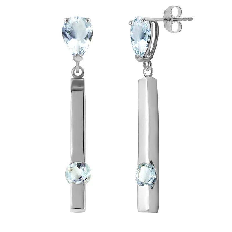 custom gold earrings with birthstones -4.25 Carat 14K Solid White Gold Amethystple Charm Aquamarine Earrings