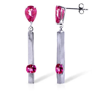 handmade earrings with gemstones for weddings -4.25 Carat 14K Solid White Gold Love Cannot Harm Pink Topaz Earrings