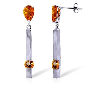 personalized hoop earrings for weddings -4.25 Carat 14K Solid White Gold My Heart Is Here Citrine Earrings