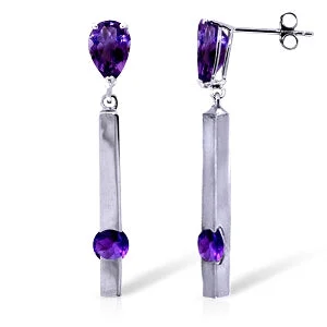 trendy earrings for bridal parties -4.25 Carat 14K Solid White Gold Repair My Heart Amethyst Earrings