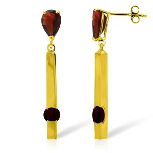 trendy gold earrings with diamonds -4.25 Carat 14K Solid Yellow Gold Chandelier Earrings Garnet