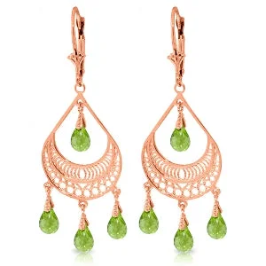 luxury earrings for bridesmaids -6.75 Carat 14K Solid Rose Gold Filigree Peridot Earrings