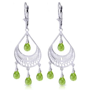 handmade gemstone earrings for gifts -6.75 Carat 14K Solid White Gold Lime Daiquiri Peridot Earrings