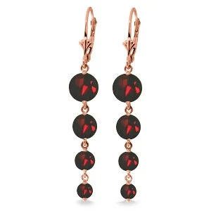 gold earrings for engagement gifts -7.8 Carat 14K Solid Rose Gold Chandelier Earrings Natural Garnet