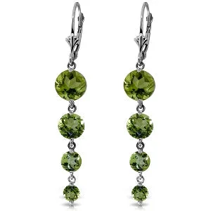 personalized silver earrings for bridesmaids -7.8 Carat 14K Solid White Gold Harmonious Tune Peridot Earrings