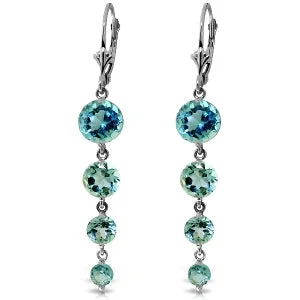 handmade earrings with birthstones -7.8 Carat 14K Solid White Gold Remeberance Of Love Past Blue Topaz Earrings