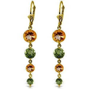 large silver earrings with diamonds -7.8 Carat 14K Solid Yellow Gold Chandelier Earrings Citrine Peridot