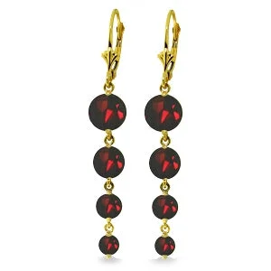 trendy pearl earrings for special events -7.8 Carat 14K Solid Yellow Gold Chandelier Earrings Natural Garnet