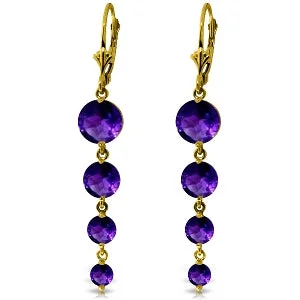 statement earrings with crystals for weddings -7.8 Carat 14K Solid Yellow Gold Drizzle Amethyst Earrings