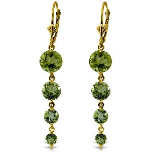 luxury pearl earrings for weddings -7.8 Carat 14K Solid Yellow Gold Drizzle Peridot Earrings