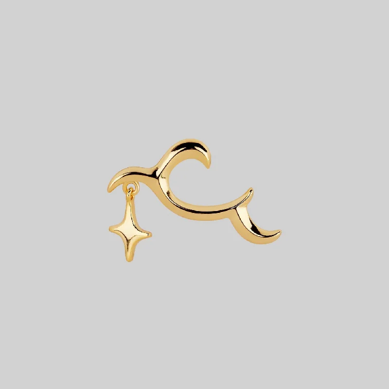 personalized earrings for bridesmaids -ASTRA. Abstract Waves & Star Stud Earring - Gold