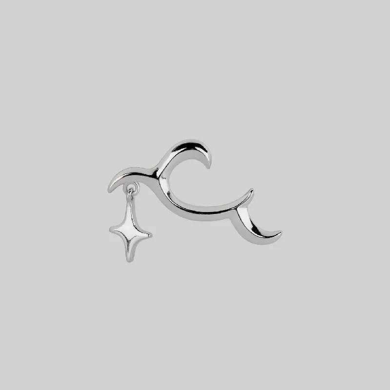 trendy earrings for bridal gifts -ASTRA. Abstract Waves & Star Stud Earring - Silver