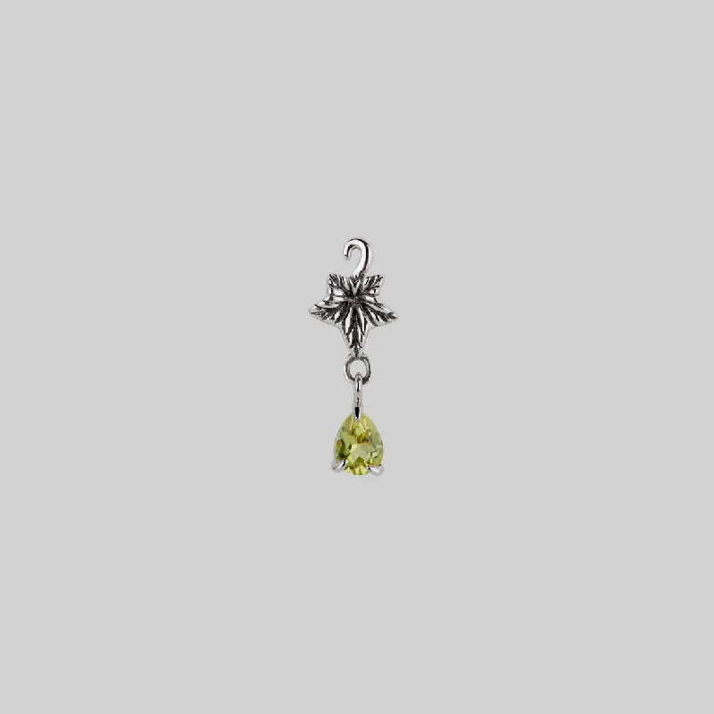 custom earrings for birthdays -FERONIA. Ivy Leaf Peridot Ear Stud - Silver