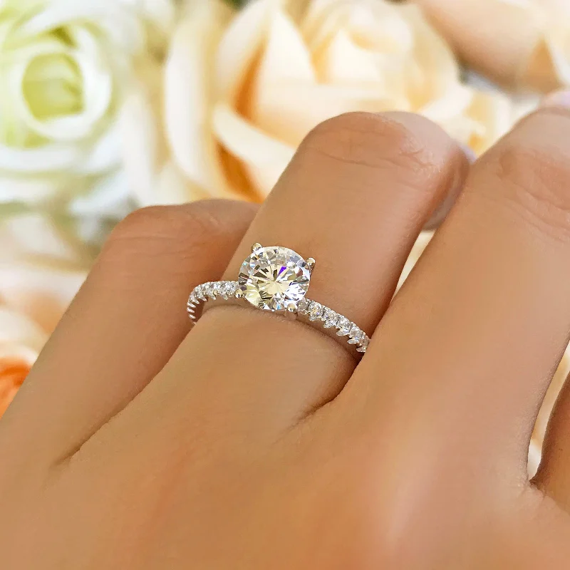 unique engagement rings with sapphires and diamonds -1.25 ctw Round Accented Solitaire Ring