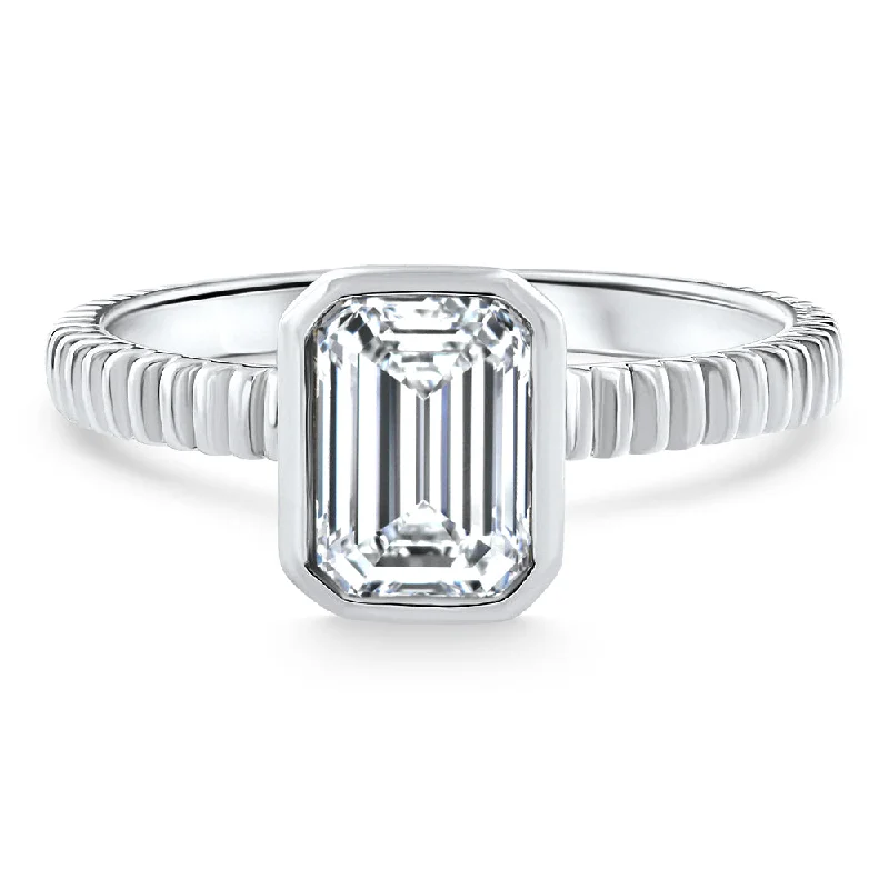 men's rings with gemstones -1.52 Ct Emerald Cut Solitaire Diamond Engagement Ring 14k White Gold Lab Grown