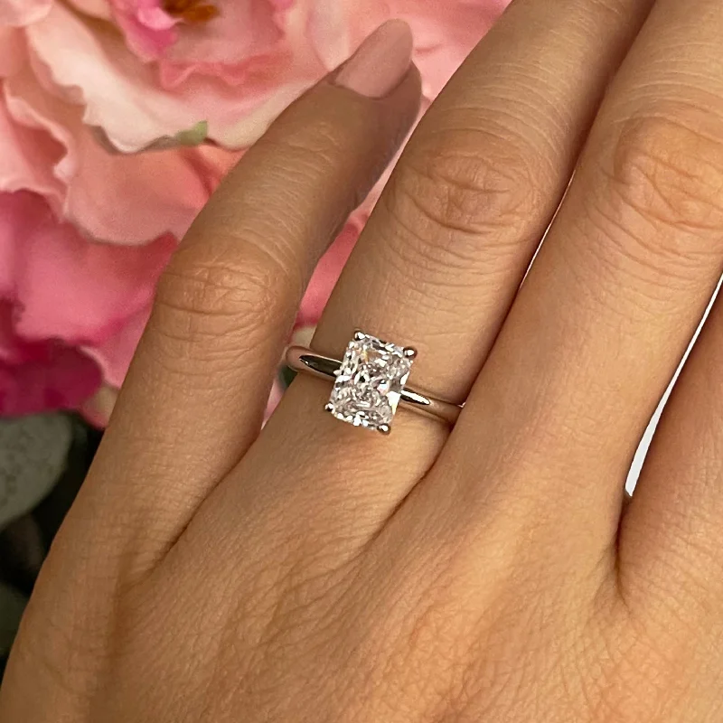 unique rings for engagement proposals -1.75 ct Radiant V Style Classic Solitaire Ring