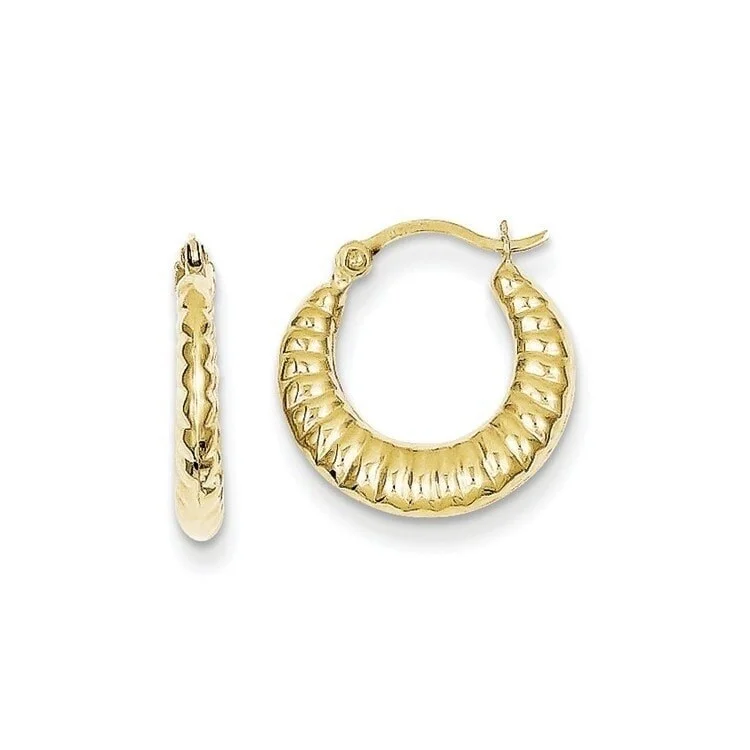 luxury earrings with diamonds for special occasions -10K Yellow Gold Shrimp Hoop Earrings