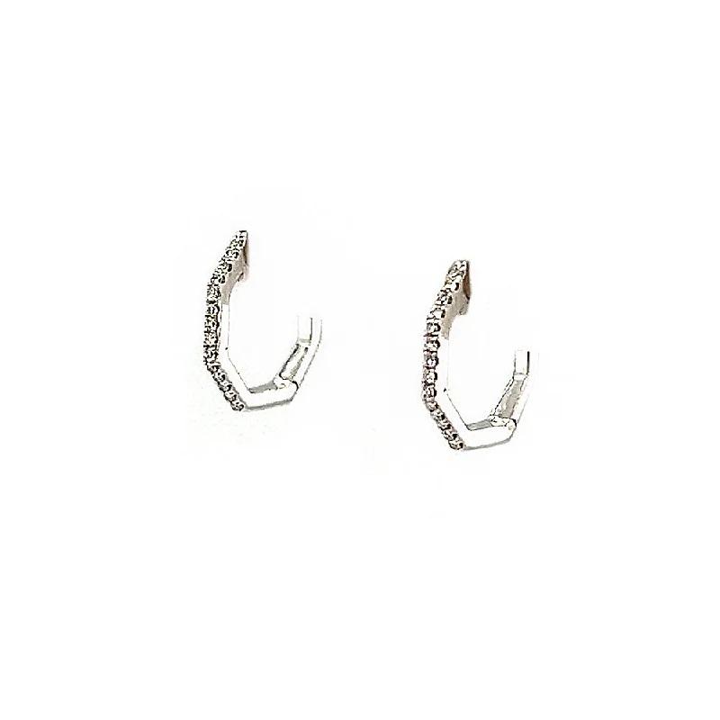 luxury gold earrings with sapphires -14k White Gold Earring Hoops