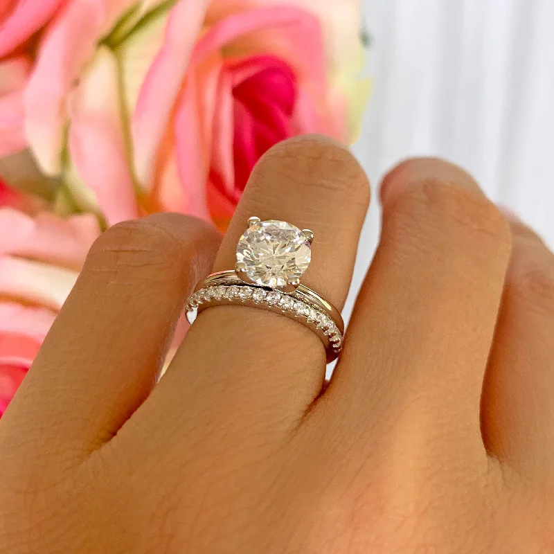 personalized rings for engagements -2 ct Classic V Style 4 Prong Half Eternity Solitaire Set