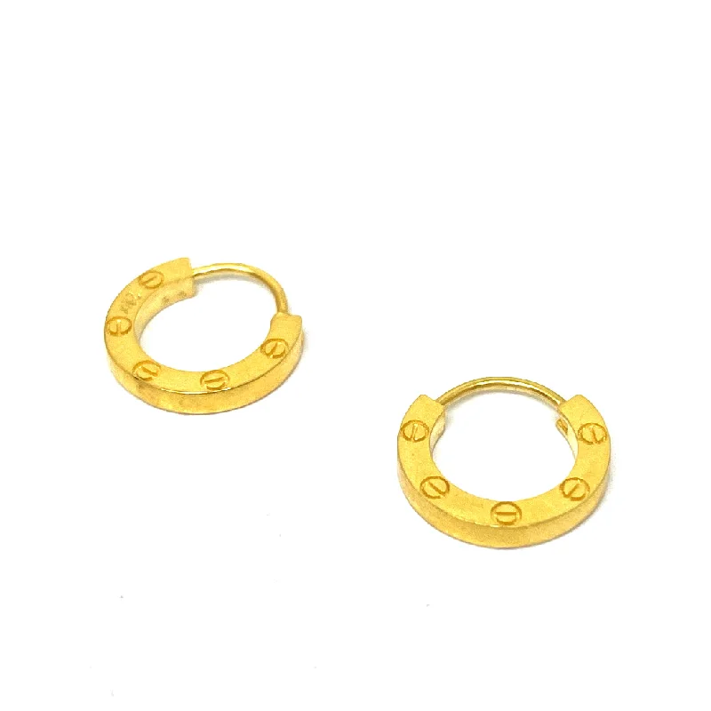 luxurious gold earrings with rubies -22k Gold Earrings Hoops