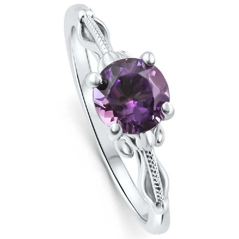 men's engagement rings with gemstones -6mm Amethyst Solitaire Ring Gold