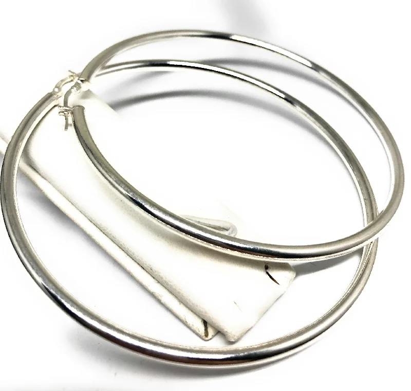 handmade earrings for wedding receptions -.925 Silver Hoop Earrings Arracadas 2.5-3 inch